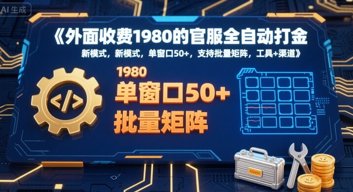 外面收费1980的官服全自动打金，新模式，单窗口50+，支持批量矩阵，工具+渠道【揭秘】-苏宇网创
