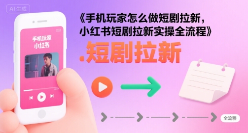 手机玩家怎么做短剧拉新，小红书短剧拉新实操全流程-共赢云网创