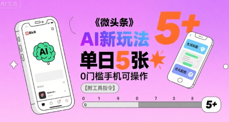微头条AI新玩法，小白单日5张+，0门槛手机可操作【附工具指令】-网创前栈