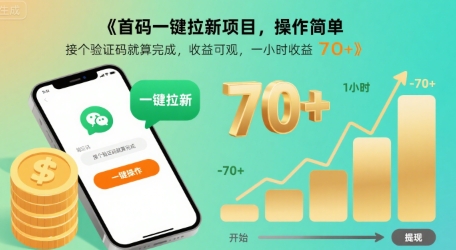 首码一键拉新项目，操作简单，接个验证码就算完成，收益可观， 一小时收益70+【揭秘】-苏宇网创