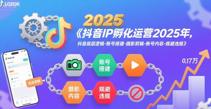抖音IP孵化运营2025年，抖音底层逻辑-账号搭建-摄影剪辑-账号内容-规避违规-起鸣助创社