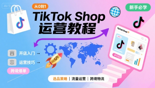 TikTok Shop从0到1运营教程，TikTok跨境电商新手必学课程-零氪云网创