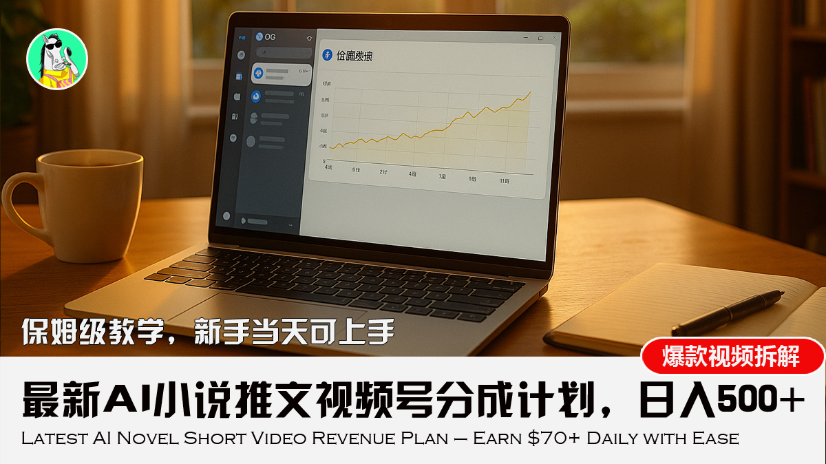 最新AI小说推文视频号分成计划，新手小白也能当天日入500+教程-起鸣助创社