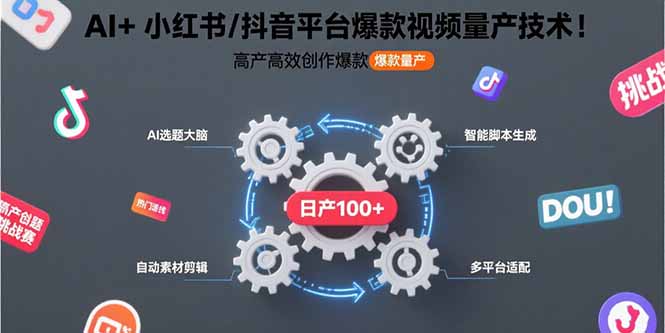 AI+小红书/抖音平台爆款视频量产技术：高产高效创作爆款视频！-起鸣助创社