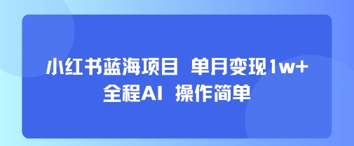 小红书蓝海项目 单月变现1w+ 全程AI 操作简单-苏宇网创