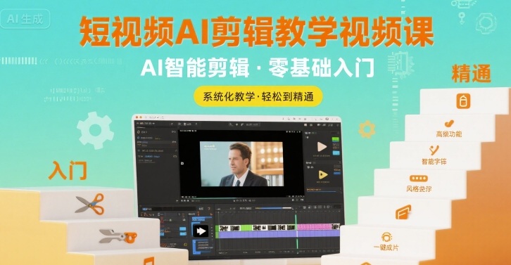 短视频AI剪辑教学视频课，入门到精通-星辰云网创