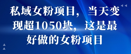 私域女粉项目，当天变现超1k，这是最好做的女粉项目，可放大操作-学长