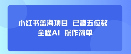小红书蓝海项目，全程AI，操作简单，已挣五位数-揭秘人网创