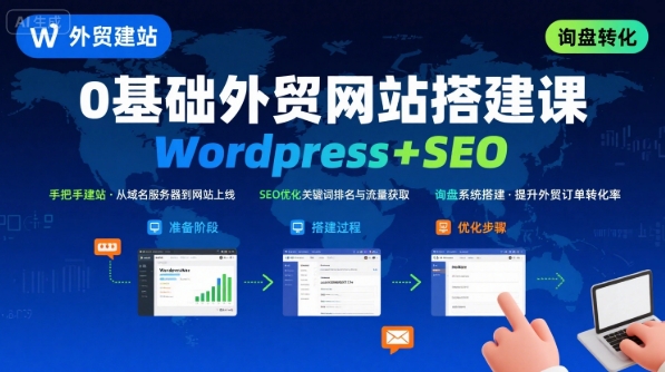 WordPress外贸建站+SEO优化课程，手把手教你从0到1搭建可获得询盘的外贸网站-参一网创