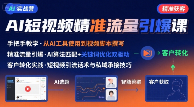 AI+短视频引爆精准客户实战营，手把手教你引爆Ai短视频精准流量-网创宝