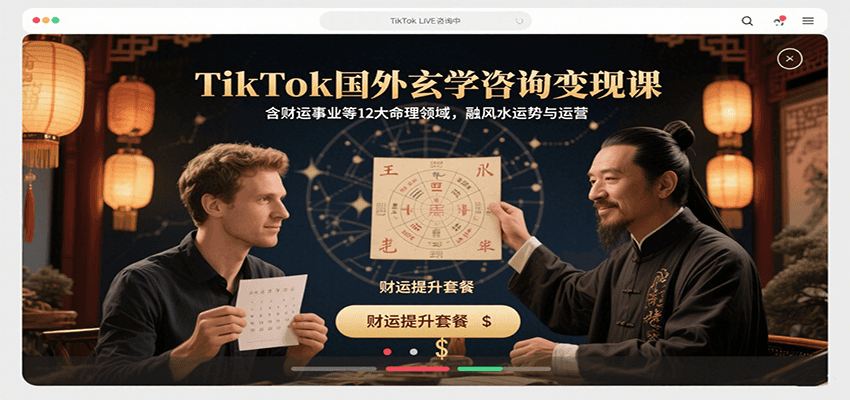 TikTok国外玄学咨询变现课，含财运事业等12大命理领域，融风水运势与运营-网创宝