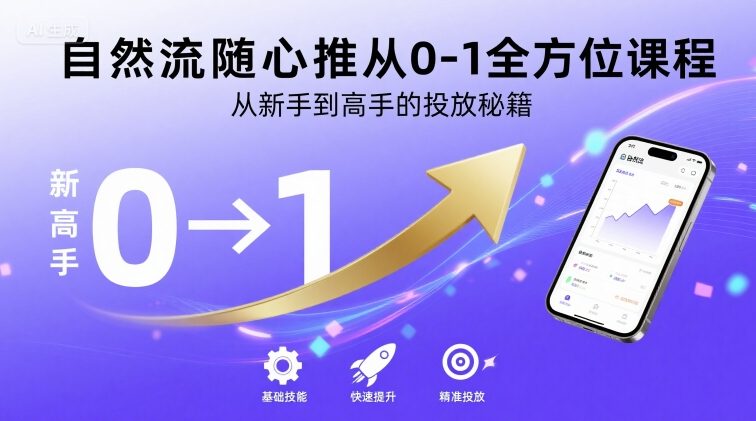 自然流随心推从0-1全方位课程，从新手到高手的投放秘籍-大宝网创