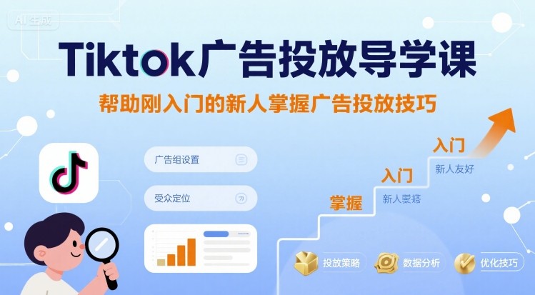 Tiktok广告投放导学课，帮助刚入门的新人掌握广告投放技巧-亿点网创