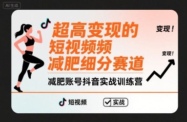 超高变现的短视频减肥细分赛道，减肥账号抖音实战训练营-小红花云网创
