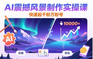 AI震撼风景制作实操课，快速起千粉万粉号-逍遥云网创