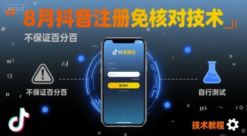 8月抖音注册免核对技术，不保证百分百，自测-蓝天网创