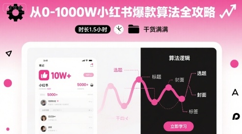 从0-1000W小红书爆款算法全攻略，时长1.5小时，干货满满-零氪云网创