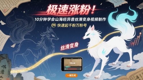 极速涨粉！10分钟学会山海经异兽丝滑变身视频制作，快速起千粉万粉号-清枫云网创