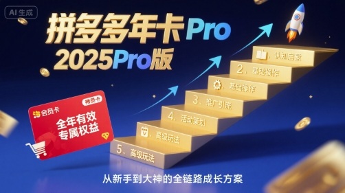 拼多多年卡2025Pro版，五大板块从认知到基础、从推广到活动、从活动到玩法-易创网