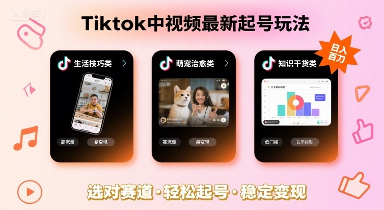 Tiktok中视频最新起号玩法，想要日入百刀，做好这几个赛道就可以了-参一网创