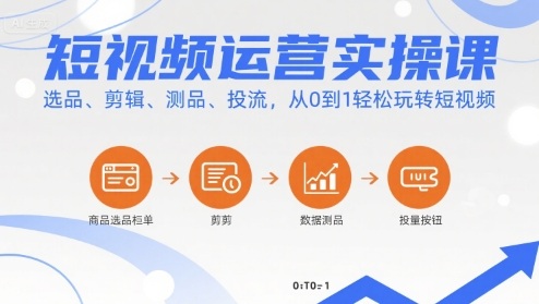 短视频运营实操课，选品、剪辑、测品、投流，从0到1轻松玩转短视频-零氪云网创