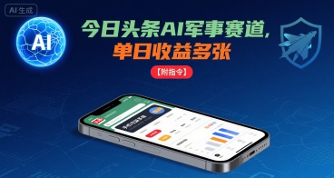 今日头条AI军事赛道，单日收益多张 ，手机可做【附指令】-Mot云网创
