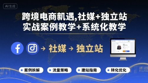 跨境电商新机遇，社媒+独立站，实战案例教学+系统化教学-云网创