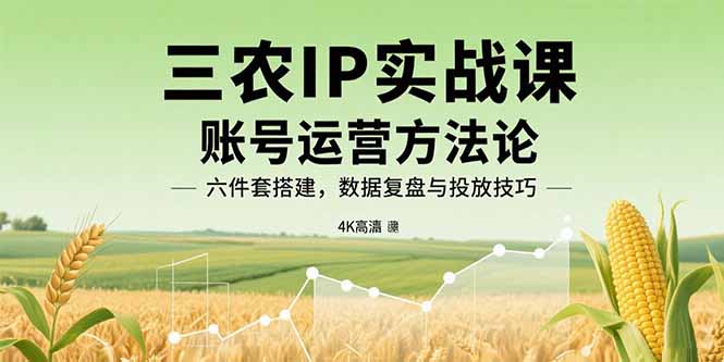 三农IP实战课：账号运营方法论，六件套搭建，数据复盘与投放技巧-蓝天网创