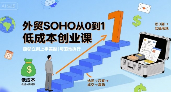 外贸SOHO从0到1低成本创业课，能够立刻上手实操与落地执行-清枫云网创