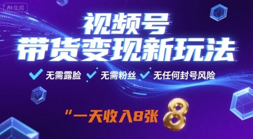 视频号带货变现新玩法，无需露脸，无需粉丝，无任何封号风险，一天收益8张【揭秘】-Share4Future网创