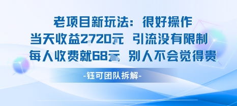 老项目新玩法当天收益1k+每个人收费68米 不违规不封号-云网创