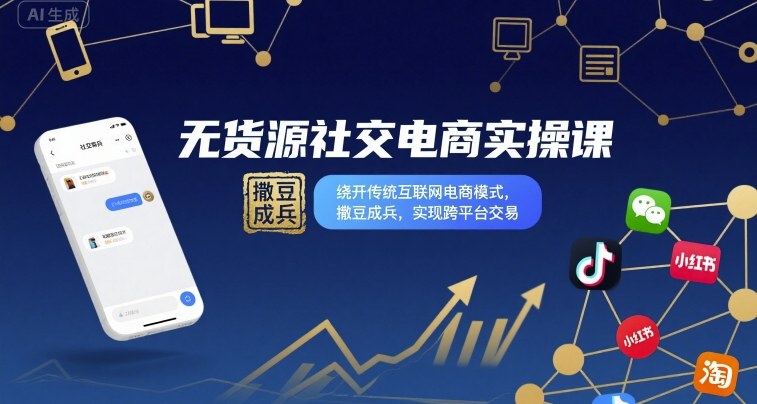 无货源社交电商实操课，绕开传统互联网电商模式，撒豆成兵，实现跨平台交易-Share4Future网创