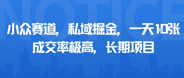 小众赛道，私域掘金，一天多张，成交率极高，长期项目-云网创