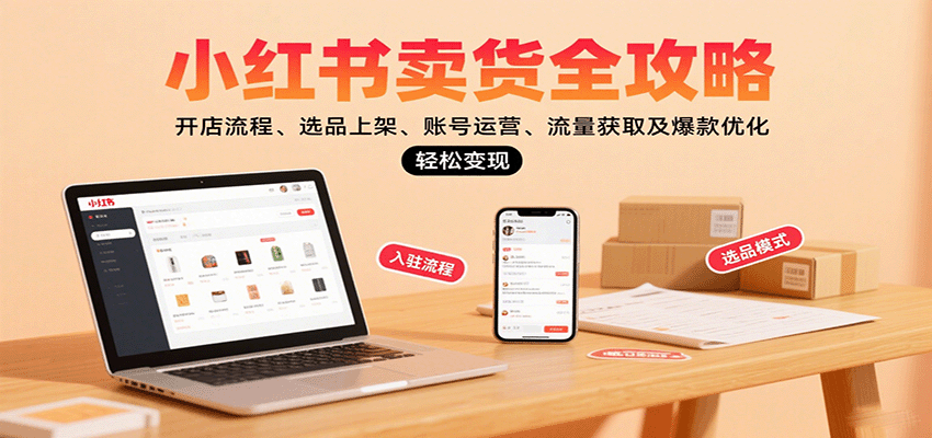 小红书卖货全攻略：开店流程、选品上架、账号运营、流量获取及爆款优化，轻松变现-大宝网创