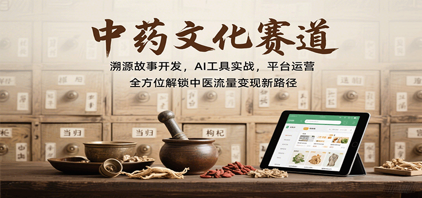中药文化赛道：溯源故事开发，AI工具实战，平台运营，全方位解锁中医流量变现新路径-云网创