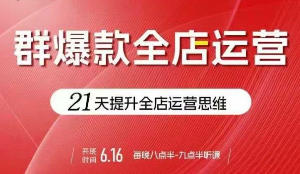 贾真电商群爆款全店运营，21天提升全店运营思维，起店、全店运营爆款不断-烟雨网创