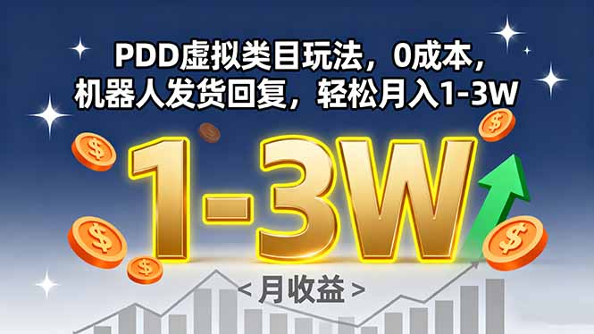 PDD虚拟类目玩法，0成本，机器人发货回复，轻松月入1-3W-网创圈99
