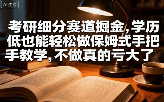 考研细分赛道掘金，日入1k+，学历低也能轻松做保姆式手把手教学，不做真的亏大了【揭秘】-烟雨网创