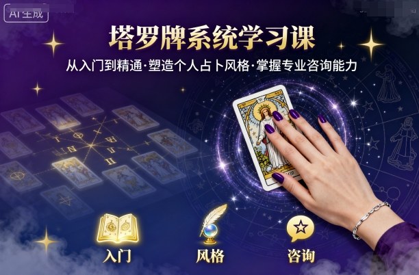 塔罗牌系统学习课，助你从入门到精通，塑造个人占卜风格，掌握专业咨询能力-清枫云网创