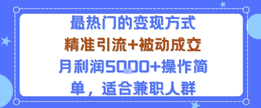 小众赛道玩法：当下最热门的变现方式，精准引流+被动成交月利润5k+操作简单，适合兼职人群-沐风网创