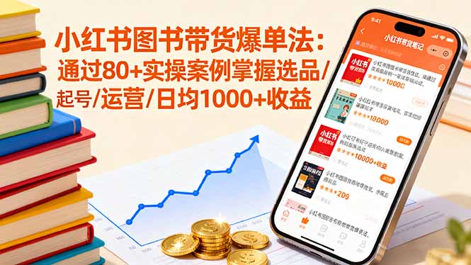 小红书图书带货爆单法：通过80+实操案例掌握选品/起号/运营/日均1000+收益-起鸣助创社