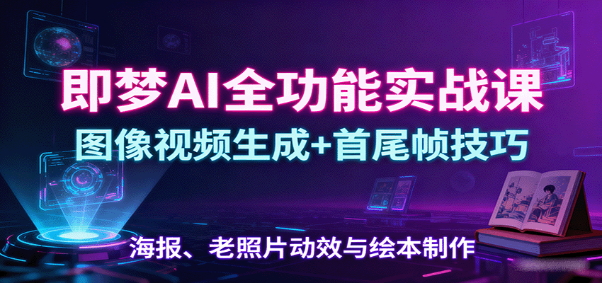 即梦AI全功能实战课：图像视频生成+首尾帧技巧，海报、老照片动效与绘本制作-易创网