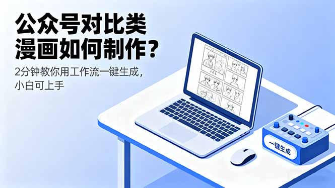 公众号对比类漫画如何制作？2分钟教你用工作流一键生成，小白可上手-优优云网创