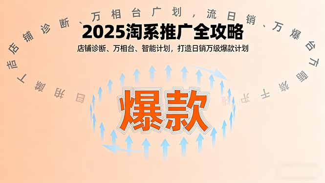 2025淘系推广全攻略，店铺诊断、万相台、智能计划，打造日销万级爆款计划-老邓云网创