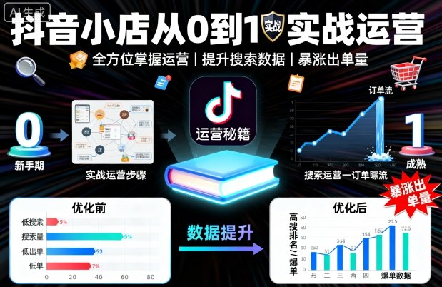 抖音小店从0到1实战运营，帮你全方位掌握小店运营，提升搜索数据与出单量-优优云网创