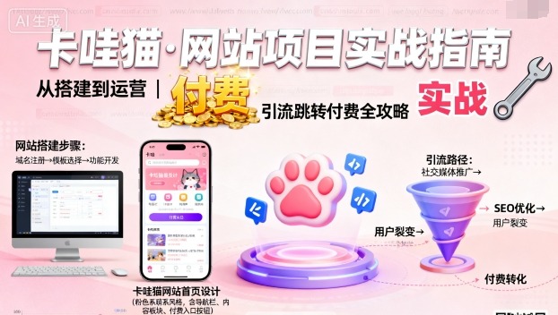 卡哇猫·网站项目，网站搭建与运营以及引流跳转付费-赋智工坊