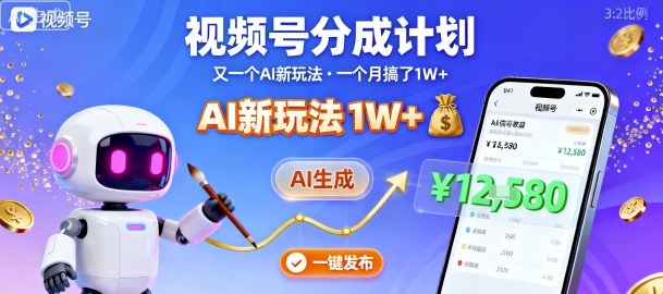 视频号分成计划：又一个AI新玩法，一个月搞了1W+，纯AI生成，一键发布即可-优优云网创资源网