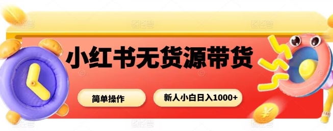 小红书无货源带货项目，简单无脑，新人小白日入多张-优优云网创资源网