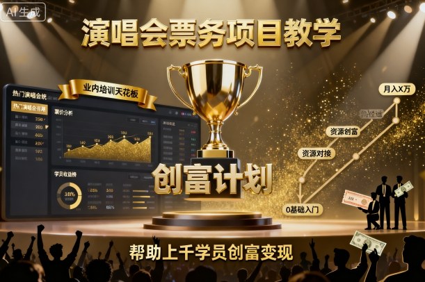 演唱会票务项目教学，业内培训天花板，帮助上千学员创富变现-赋智工坊