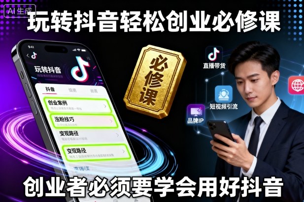 玩转抖音轻松创业必修课，创业者必须要学会用好抖音-优优云网创资源网